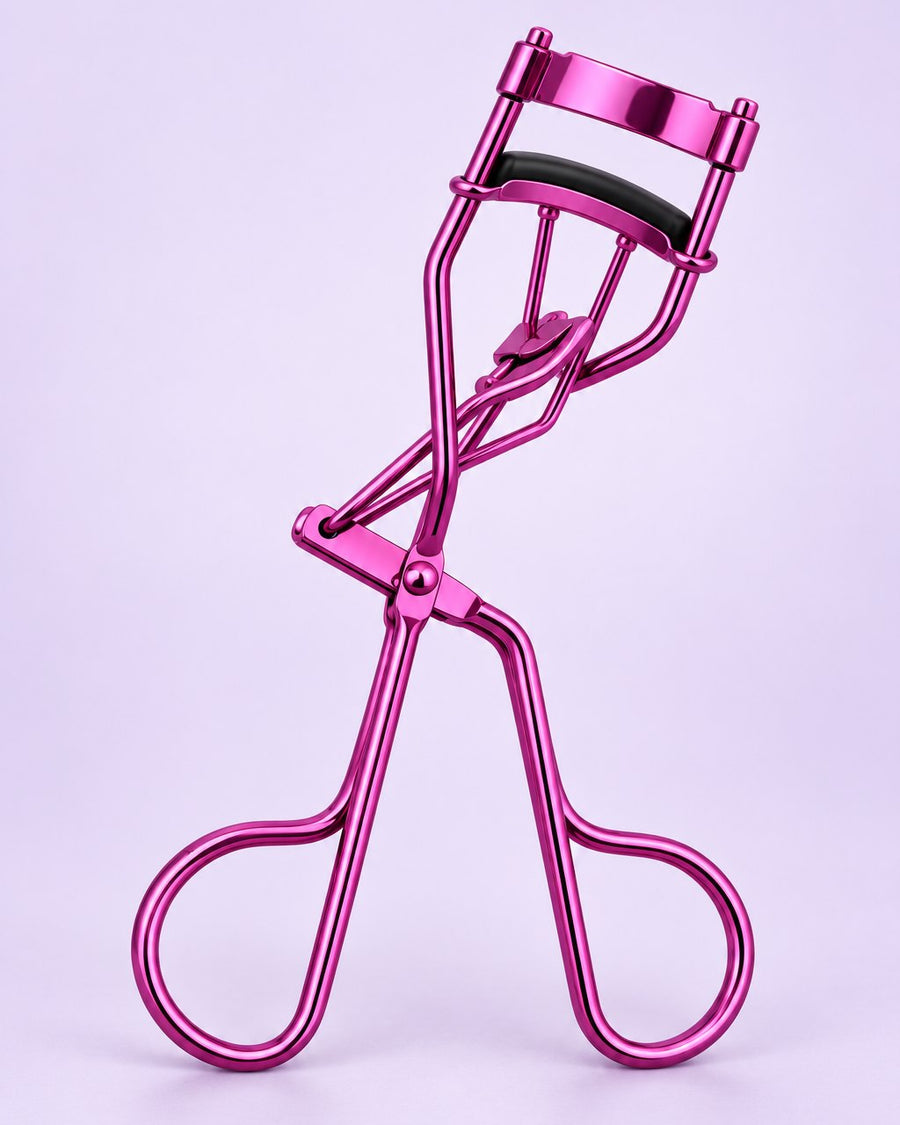 Metallic pink stainless steel lash curler