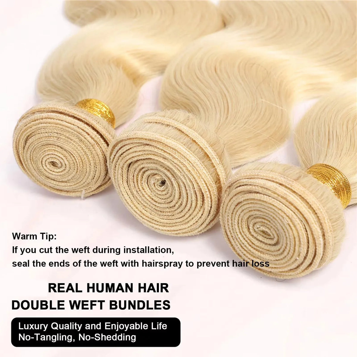 613 Blonde Bundles Body Wave Human Hair 22" 24" 26" 12A  613 Blonde Body Wave Human Hair 3/4 Bundles Unprocessed Virgin Vietnamese Human Hair Bundles