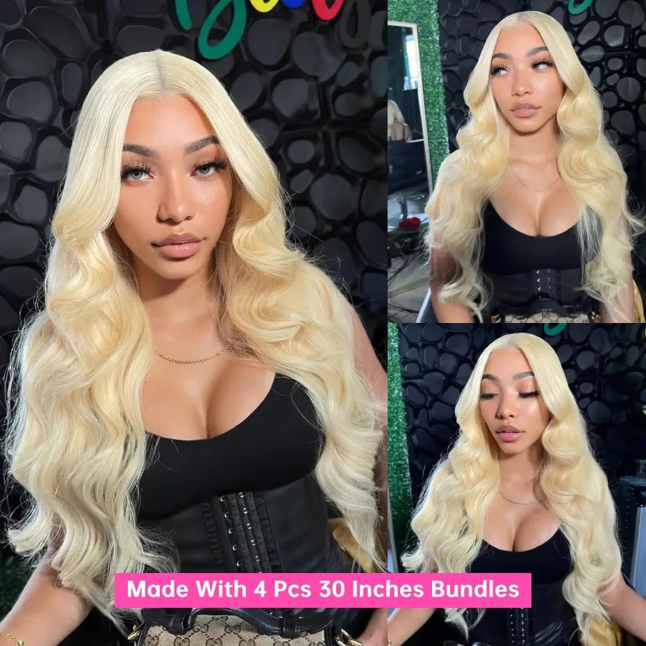 613 Blonde Bundles Body Wave Human Hair 22" 24" 26" 12A  613 Blonde Body Wave Human Hair 3/4 Bundles Unprocessed Virgin Vietnamese Human Hair Bundles