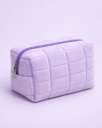 Lilac puffy quilted makeup bag