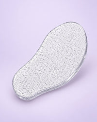 Clear mango-shaped nano glass foot file with an etched surface