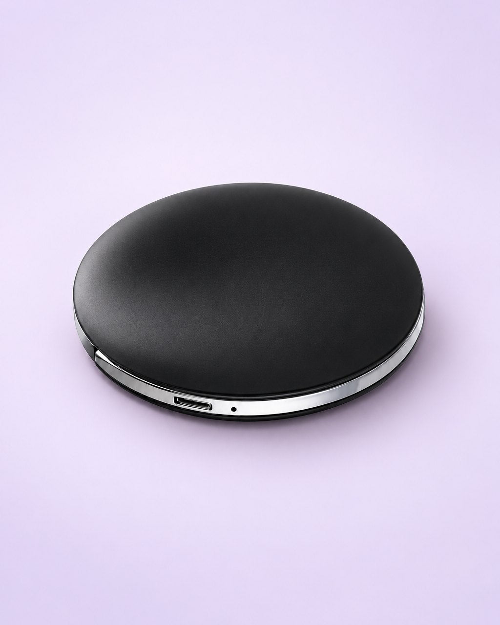 Black round LED compact mirror