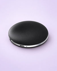 Black round LED compact mirror