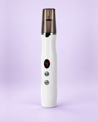 White nail polishing pen with tinted cap and red digital display