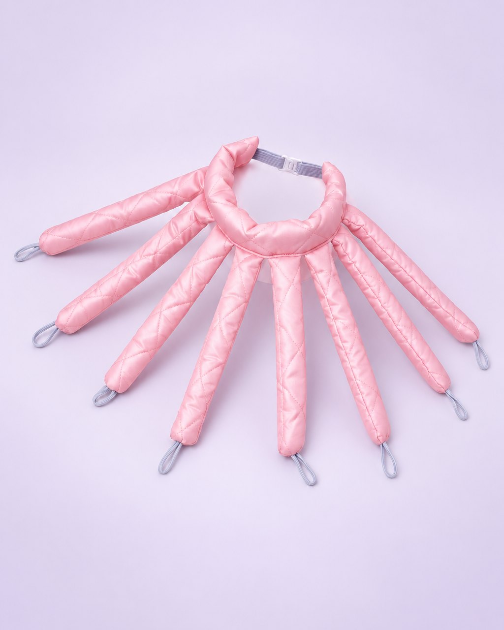 Pink octopus heatless curler headband with eight padded arms