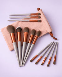 Rust brown brush set with matching pouch